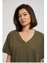 Moodo Olivna bluza z V izrezom Moodo