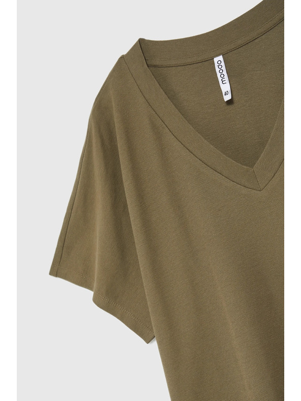 Moodo Olivna bluza z V izrezom Moodo