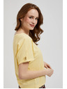 Moodo Rumena majica s žepom in gubani rokavi Moodo