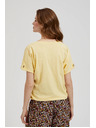 Moodo Rumena majica s žepom in gubani rokavi Moodo