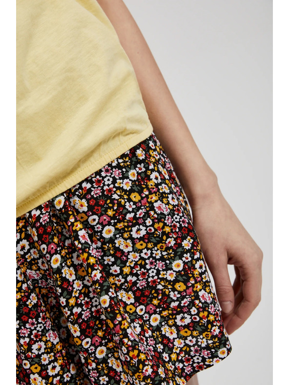 Moodo Rumena majica s žepom in gubani rokavi Moodo