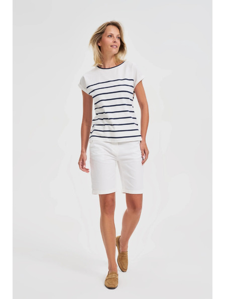 Moodo Bombažne kratke hlače z pasom bele Moodo