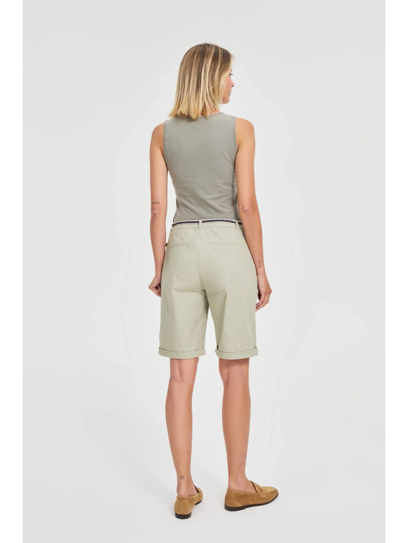 Moodo Bombažne kratke hlače z pasom olivno zelene Moodo