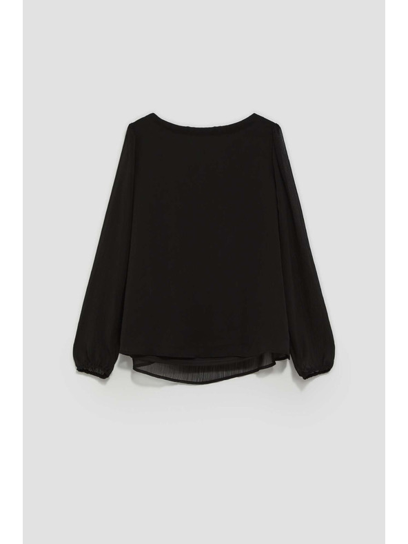 Moodo Črna ženska bluza z nagubanimi rokavi Moodo