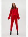 Moodo Rdeče ravne hlače s pasom Moodo