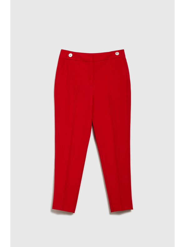 Moodo Rdeče ravne hlače s pasom Moodo