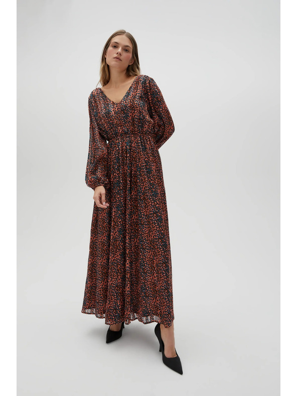 Moodo Oranžno-rjava ženska vzorčasta obleka Moodo