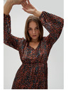 Moodo Oranžno-rjava ženska vzorčasta obleka Moodo
