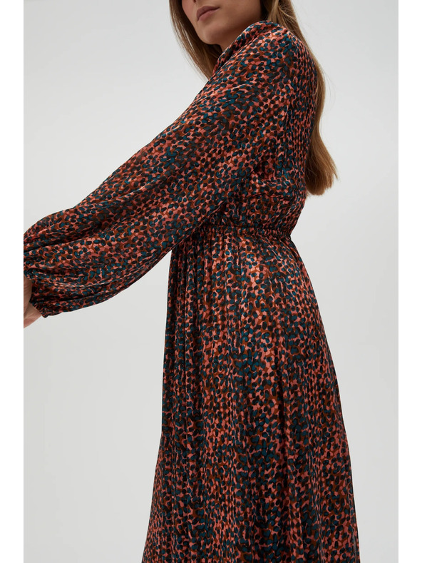 Moodo Oranžno-rjava ženska vzorčasta obleka Moodo