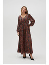 Moodo Oranžno-rjava ženska vzorčasta obleka Moodo