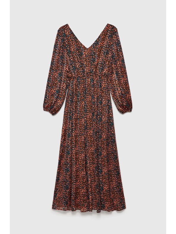 Moodo Oranžno-rjava ženska vzorčasta obleka Moodo