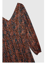 Moodo Oranžno-rjava ženska vzorčasta obleka Moodo