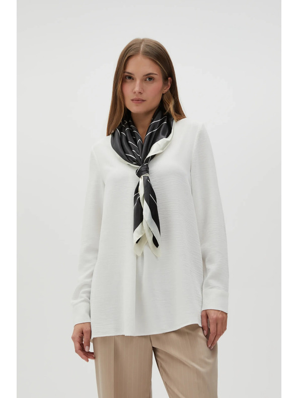 Moodo Belo-črni ženski vzorčasti šal Moodo