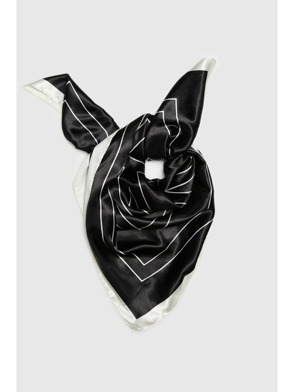 Moodo Belo-črni ženski vzorčasti šal Moodo