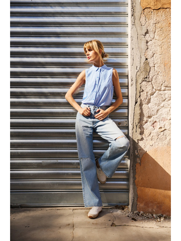 Moodo Modre ženske raztrgane kavbojke Moodo