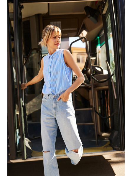 Moodo Modre ženske raztrgane kavbojke Moodo