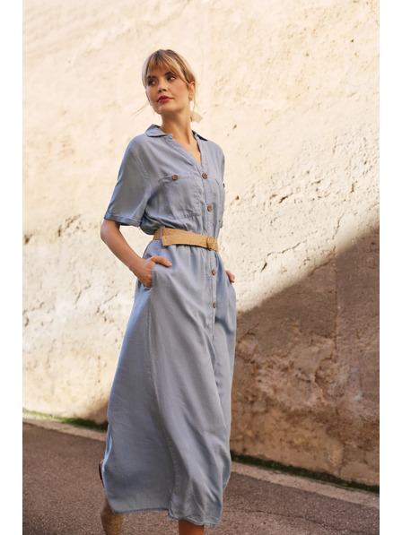 Moodo Modra ženska srajčna obleka Moodo