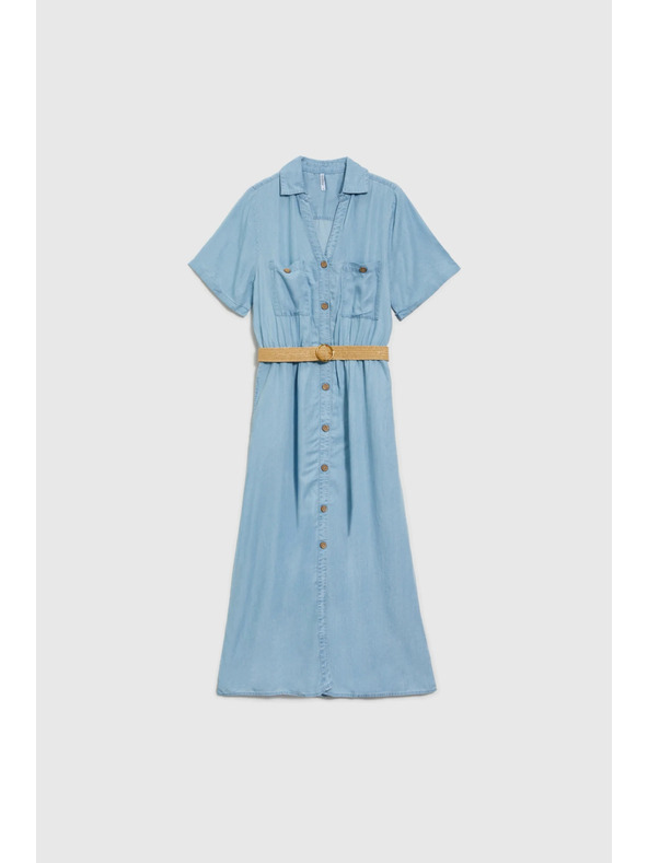 Moodo Modra ženska srajčna obleka Moodo