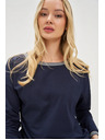 Moodo Temno modra ženska majica z dolgimi rokavi Moodo