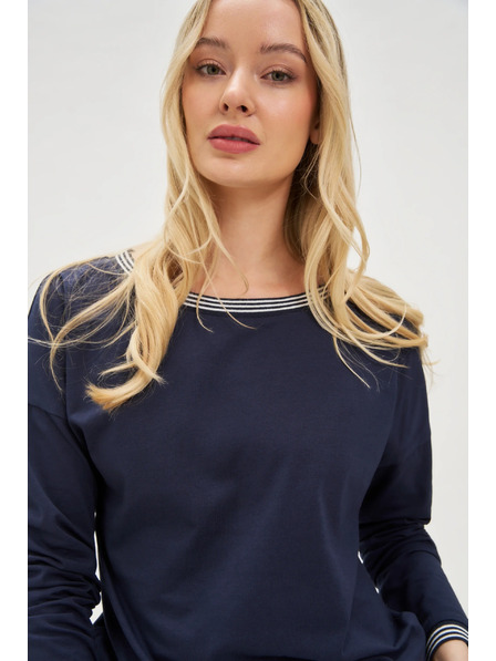 Moodo Temno modra ženska majica z dolgimi rokavi Moodo