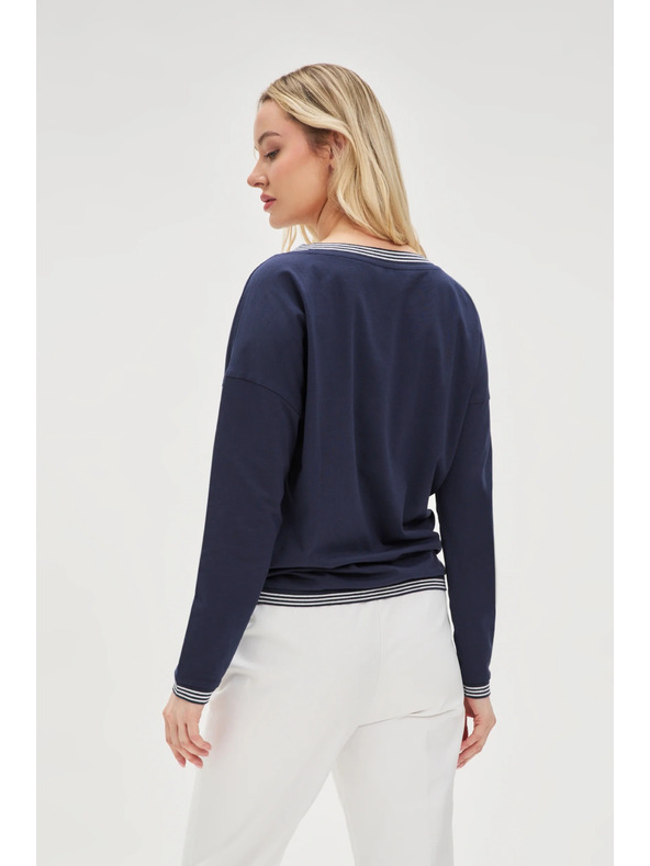 Moodo Temno modra ženska majica z dolgimi rokavi Moodo