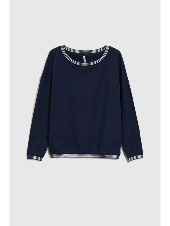 Moodo Temno modra ženska majica z dolgimi rokavi Moodo