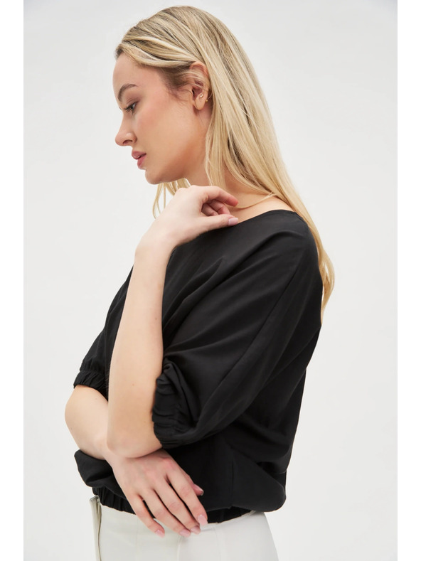 Moodo Črna ženska bombažna majica Moodo