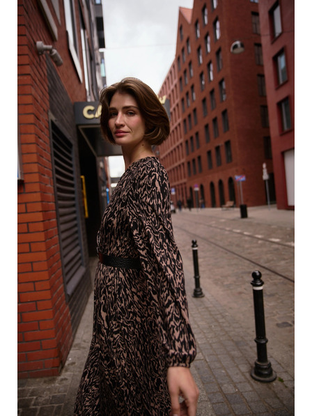 Moodo Rjave vzorčaste obleke Moodo