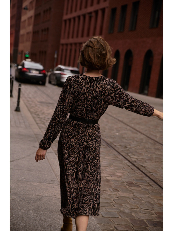 Moodo Rjave vzorčaste obleke Moodo