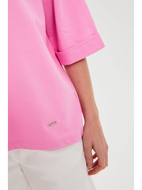 Moodo Bluza z V izrezom rožnata Moodo