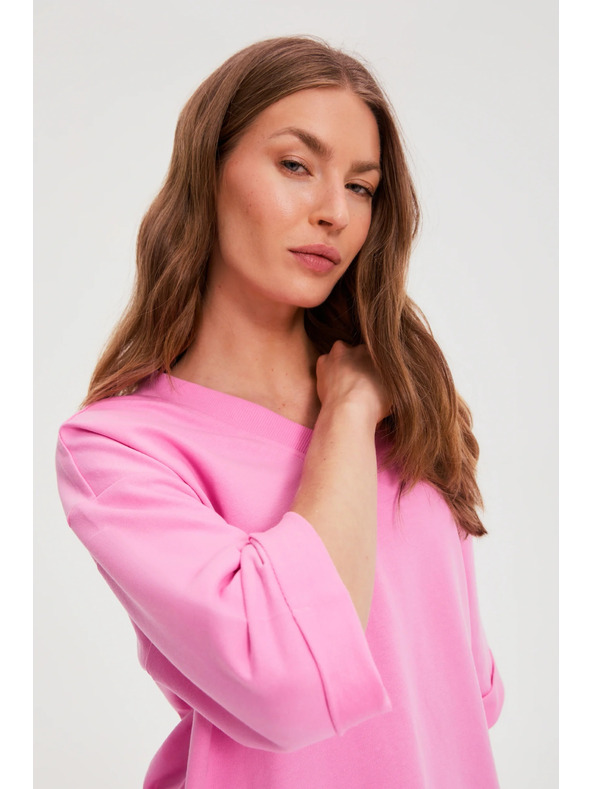 Moodo Bluza z V izrezom rožnata Moodo