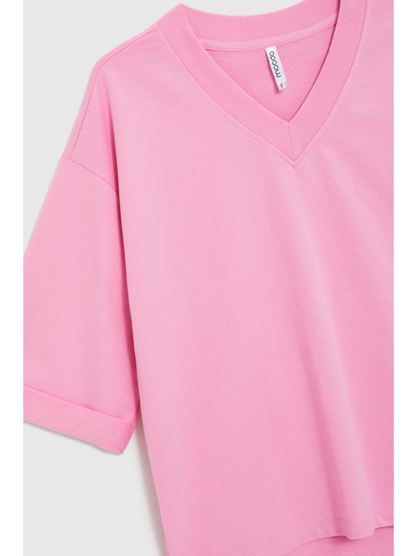 Moodo Bluza z V izrezom rožnata Moodo
