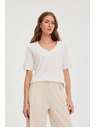 Moodo Bela bluza z V-izrezom Moodo