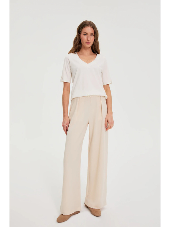 Moodo Bela bluza z V-izrezom Moodo