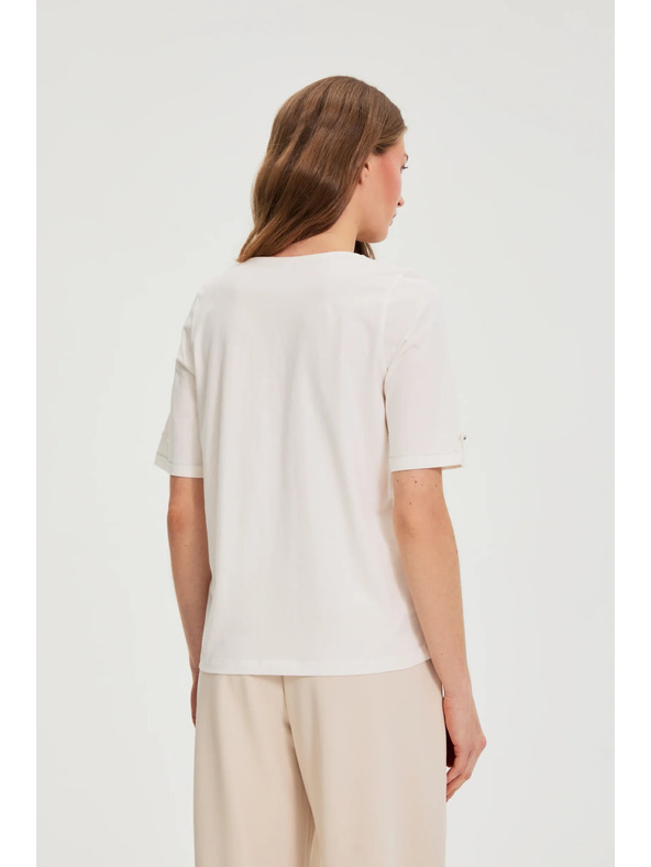 Moodo Bela bluza z V-izrezom Moodo