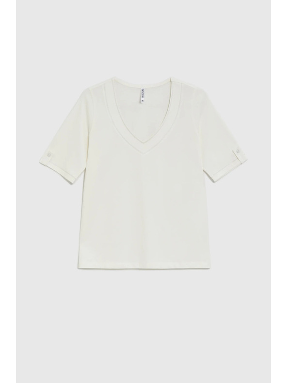 Moodo Bela bluza z V-izrezom Moodo