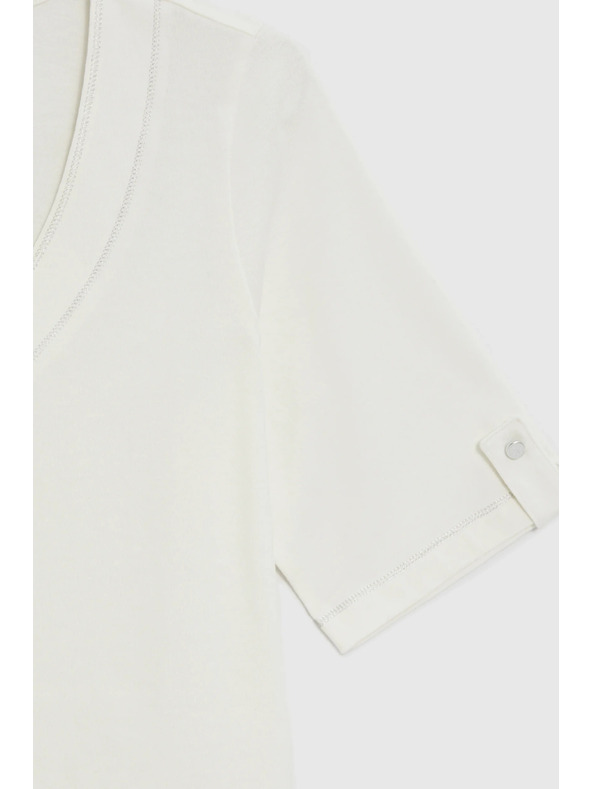 Moodo Bela bluza z V-izrezom Moodo