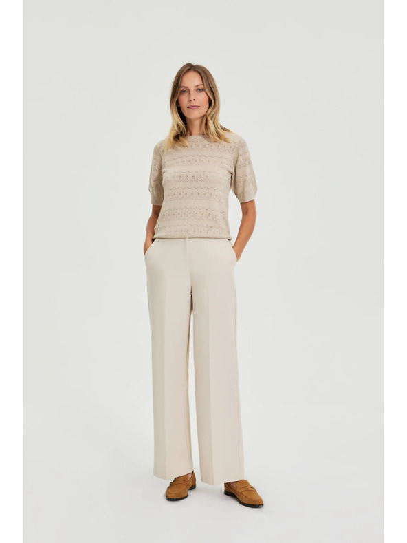 Moodo Bež hlače s skladami Moodo