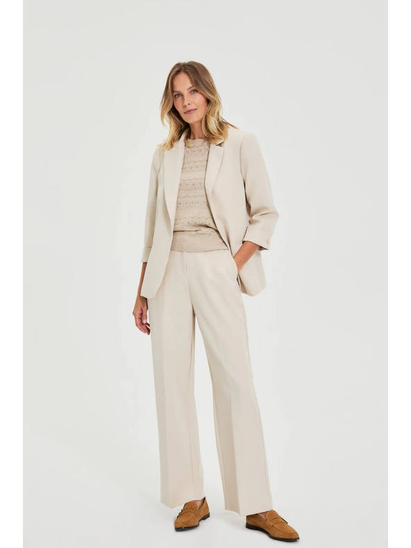 Moodo Bež hlače s skladami Moodo