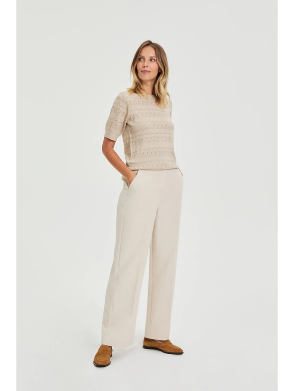 Moodo Bež hlače s skladami Moodo