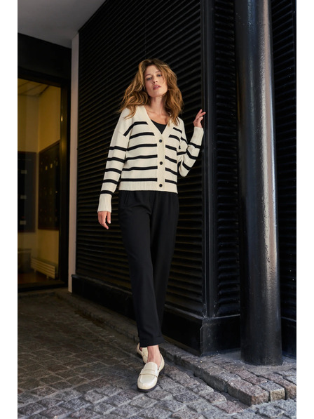 Moodo Črtast kardigan ecru Moodo