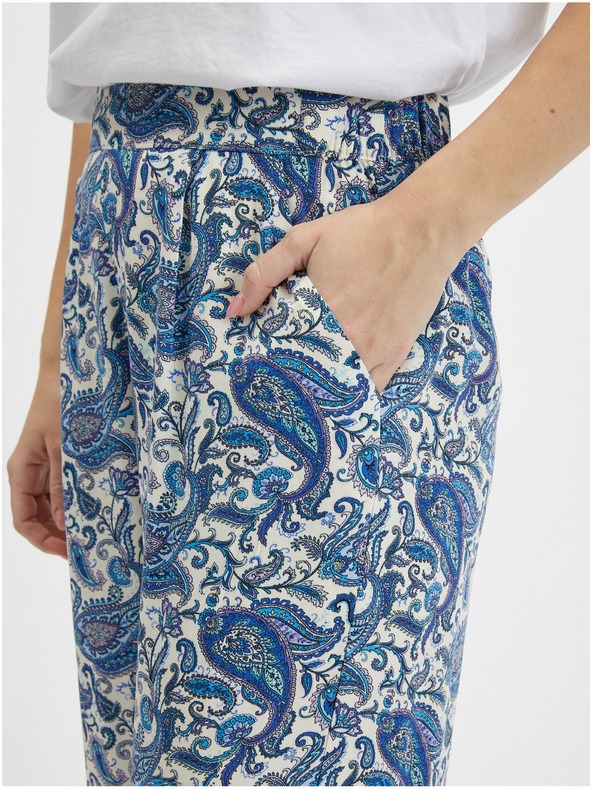 Orsay Modro žensko vzorčasto hlačno krilo ORSAY
