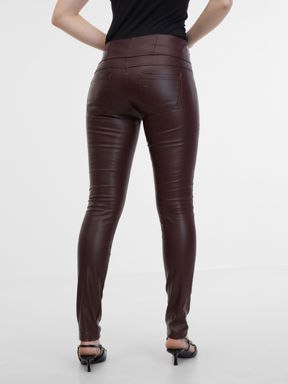 Orsay Vinsko rdeče ženske hlače iz umetnega usnja ORSAY