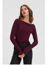 Moodo Prilegajoča bluza z dolgimi rokavi vinjena Moodo