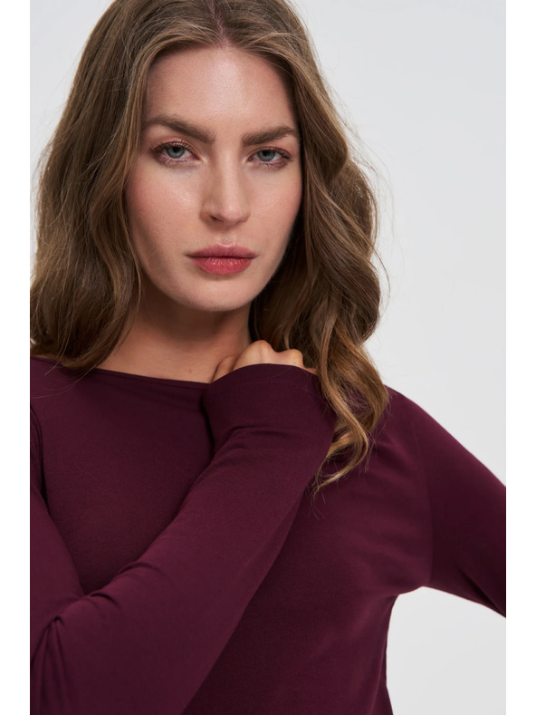 Moodo Prilegajoča bluza z dolgimi rokavi vinjena Moodo