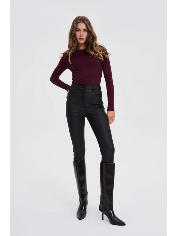 Moodo Prilegajoča bluza z dolgimi rokavi vinjena Moodo