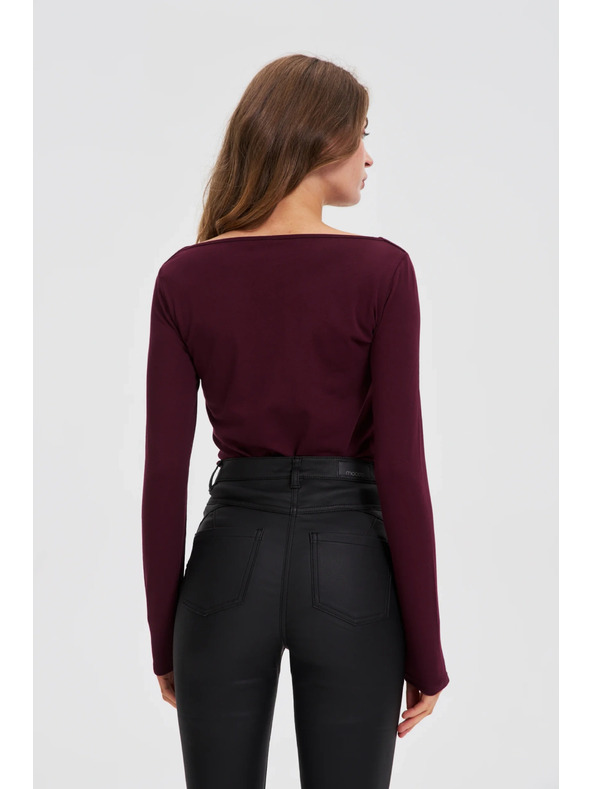 Moodo Prilegajoča bluza z dolgimi rokavi vinjena Moodo