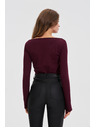 Moodo Prilegajoča bluza z dolgimi rokavi vinjena Moodo