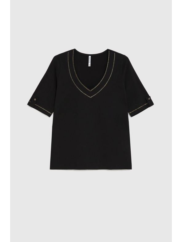 Moodo Bluza z izrezom V črna Moodo