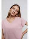 Moodo Bombažna majica z V izrezom svetlo rožnata Moodo